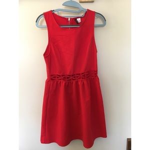 H&M Red Divided Dress w/ Cutout Waist